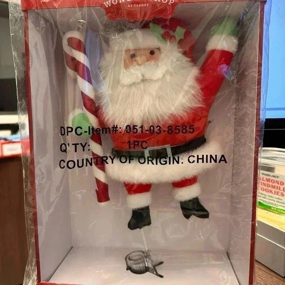 NIB 14.75" Fabric Santa with Candy Cane Christmas Tree Topper Red/White - Picture 4 of 6